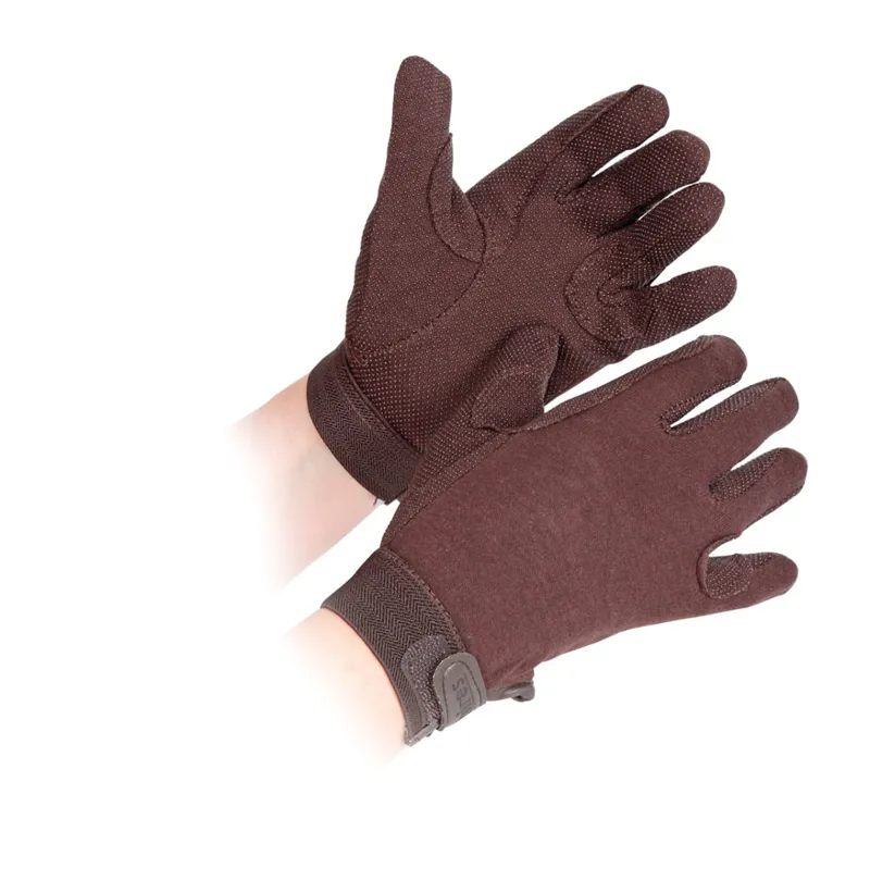 Shires Junior Cotton Pimple Riding Gloves Brown